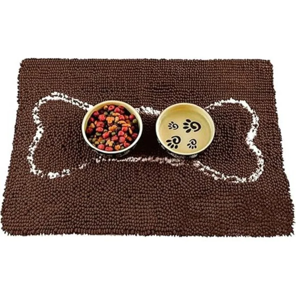 Ultra-Absorbent Dog Door Mat for Food and Water, Microfiber Chenille Dog Mat